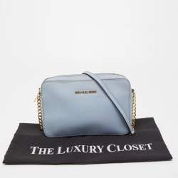 مملوكة مسبقًا Michael Kors Light Blue Saffiano Leather Jet Set Camera Crossbody Bag 