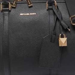 Pre Owned Michael Kors Black Saffiano Leather Large Weekender Bag