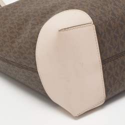 مملوكة مسبقًا Michael Kors Old Rose/Brown Signature Coated Canvas and Leather Large Logo Stripe Eva Tote