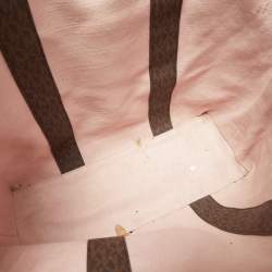 مملوكة مسبقًا Michael Kors Old Rose/Brown Signature Coated Canvas and Leather Large Logo Stripe Eva Tote