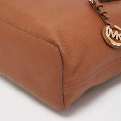 Pre Owned Michael Kors Brown Leather Small Jet Set Travel Tote