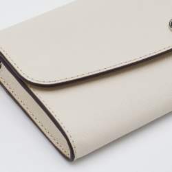 Pre Owned Michael Kors Off White Leather Flap Continental Wallet 