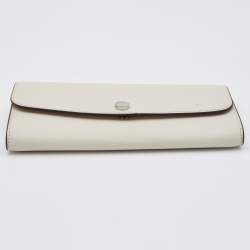 Pre Owned Michael Kors Off White Leather Flap Continental Wallet 