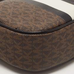 Pre Owned Michael Kors Brown Signature Coated Canvas Varsity Camera Crossbody Bag
