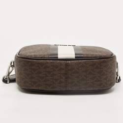 Pre Owned Michael Kors Brown Signature Coated Canvas Varsity Camera Crossbody Bag