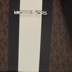 Pre Owned Michael Kors Brown Signature Coated Canvas Varsity Camera Crossbody Bag