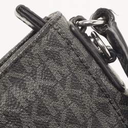 Pre Owned Michael Kors Black Signature Coated Canvas and Leather Jet Set Messenger Bag