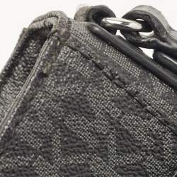Pre Owned Michael Kors Black Signature Coated Canvas and Leather Jet Set Messenger Bag