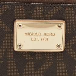 Michael Kors Dark Brown Monogram Coated Canvas Zip Around Wallet