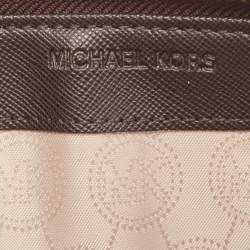 Michael Kors Dark Brown Monogram Coated Canvas Zip Around Wallet