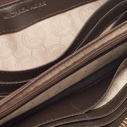 Michael Kors Dark Brown Monogram Coated Canvas Zip Around Wallet
