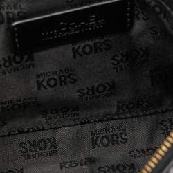 Pre Owned Michael Kors Black Croc Embossed Leather Wristlet Clutch