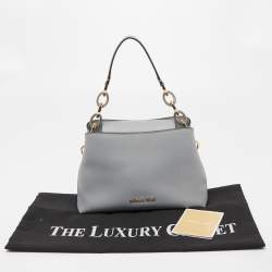 Pre Owned Michael Kors Light Blue Saffiano Leather Portia Satchel 