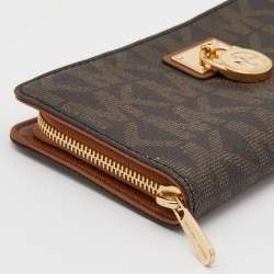 Michael Kors Brown Signature Coated Canvas Zip Around Wallet
