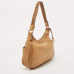 Michael Kors Brown Leather Braided Handle Hobo