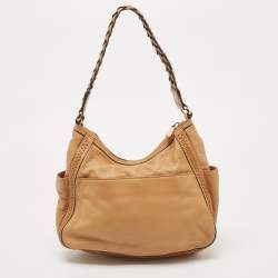 Michael Kors Brown Leather Braided Handle Hobo
