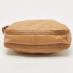 Michael Kors Brown Leather Braided Handle Hobo