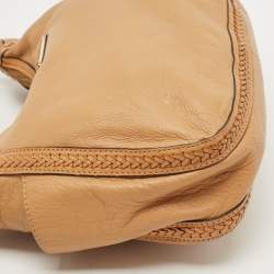 Michael Kors Brown Leather Braided Handle Hobo