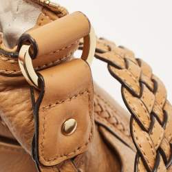 Michael Kors Brown Leather Braided Handle Hobo