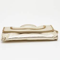 Pre Owned Michael Kors Gold Leather Naomi Clutch Bag