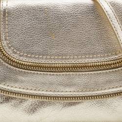 Pre Owned Michael Kors Gold Leather Naomi Clutch Bag