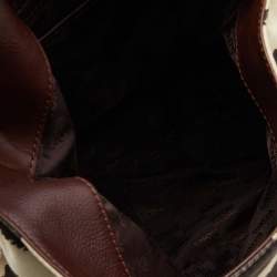 Pre Owned MICHAEL Michael Kors Brown/Beige Zebra Print Canvas and Leather Hobo