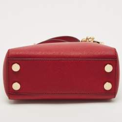 Pre Owned MICHAEL Michael Kors Red Leather Mini Cynthia Tote