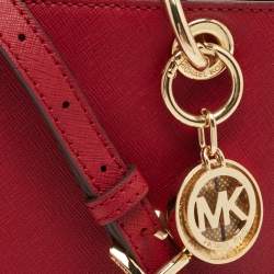 Pre Owned MICHAEL Michael Kors Red Leather Mini Cynthia Tote