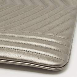 Pre Owned Michael Kors Grey Quilted Leather Extra Large Jet Set Pouch