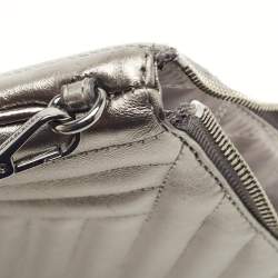 Pre Owned Michael Kors Grey Quilted Leather Extra Large Jet Set Pouch