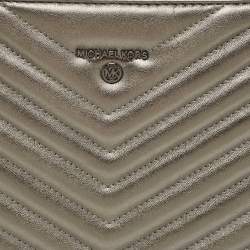 Pre Owned Michael Kors Grey Quilted Leather Extra Large Jet Set Pouch