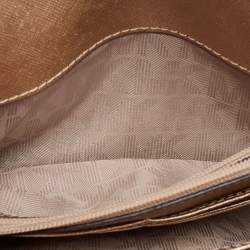 Pre Owned Michael Kors Gold Saffinao Leather Flap Crossbody Bag