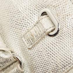 Pre Owned Michael Kors Silver Lizard Embossed Leather East West Hamilton Tote