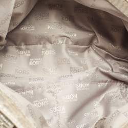 Pre Owned Michael Kors Silver Lizard Embossed Leather East West Hamilton Tote