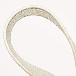 Pre Owned Michael Kors Silver Lizard Embossed Leather East West Hamilton Tote