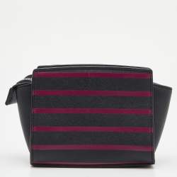 Michael Kors Black/Pink Saffiano Leather Mini Selma Crossbody Bag