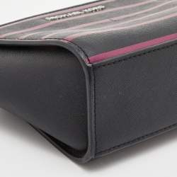 Michael Kors Black/Pink Saffiano Leather Mini Selma Crossbody Bag