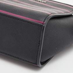 Michael Kors Black/Pink Saffiano Leather Mini Selma Crossbody Bag