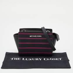 Michael Kors Black/Pink Saffiano Leather Mini Selma Crossbody Bag