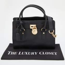 مملوكة مسبقًا MICHAEL Michael Kors Black Saffiano Leather Hamilton East West Tote
