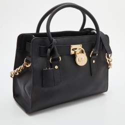 مملوكة مسبقًا MICHAEL Michael Kors Black Saffiano Leather Hamilton East West Tote