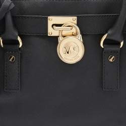 مملوكة مسبقًا MICHAEL Michael Kors Black Saffiano Leather Hamilton East West Tote