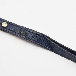 Pre Owned Michael Kors Blue/White Leather Striped Zip Around Wallet