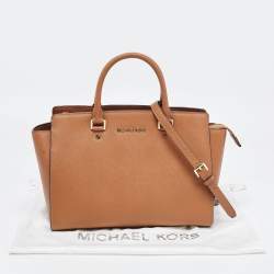 Pre Owned Michael Kors Brown Saffiano Leather Large Selma Satchel