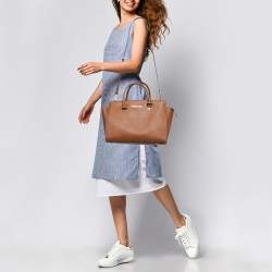 Pre Owned Michael Kors Brown Saffiano Leather Large Selma Satchel