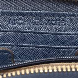 Pre Owned محفظة مايكل كورس سحاب ملتف حمالة معصم جلد بيج 