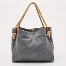 Pre Owned Michael Kors Blue Canvas Isla Tote