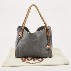 Pre Owned Michael Kors Blue Canvas Isla Tote