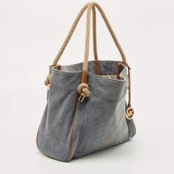Pre Owned Michael Kors Blue Canvas Isla Tote