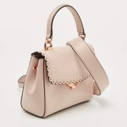Pre Owned Michael Kors Pink Leather Eyelets Ava Top Handle Bag
